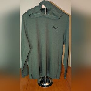 Puma Men's Med Green Long Sleeve Hooded Shirt